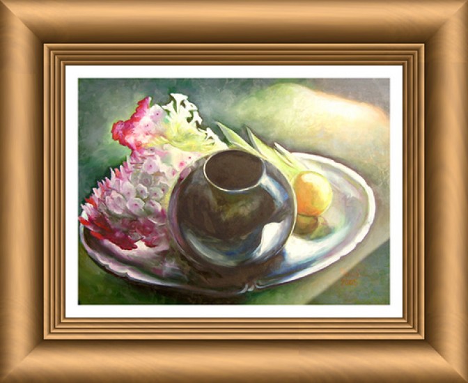 Vase with flowers in light