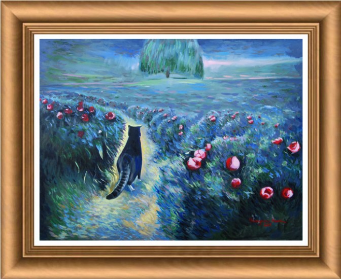 Field of peonies