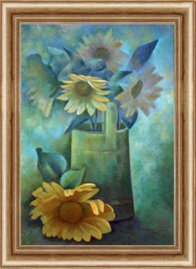 Flowers on green background